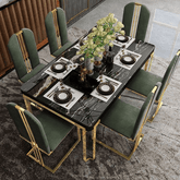 Trueliving Golden Black Luxurious Dinning Table H 30 x W 45 x D 35; Chair : H 34 x W 18 x D 18